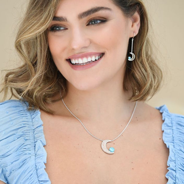Blue Moon Stationary Necklace Larimar and CT Shores Sand