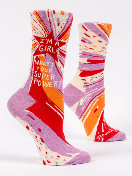 Crew Socks Women I'm A Girl, What's Your Superpower?