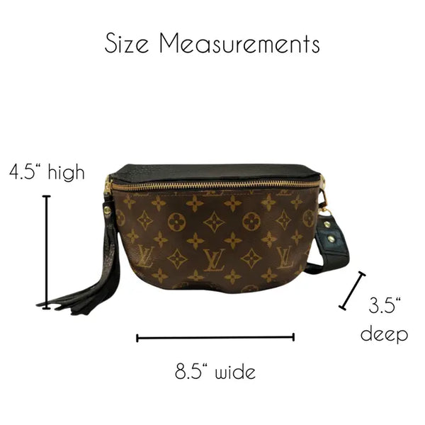 Britt Belt Bag Upcycled Louis Vuitton Full Front in Black Leather