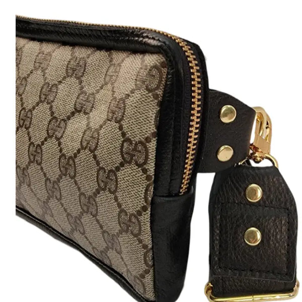 Bella Belt Bag Upcycled Gucci Full Front in Black Leather