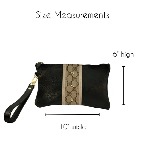 Cathy Wristlet Upcycled Gucci in Black Leather