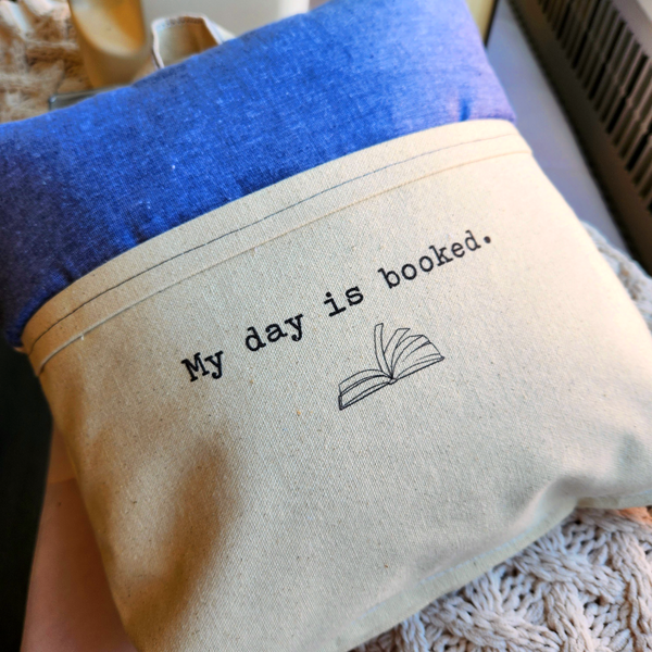 Reading Pillow My Day is Booked, Chambray