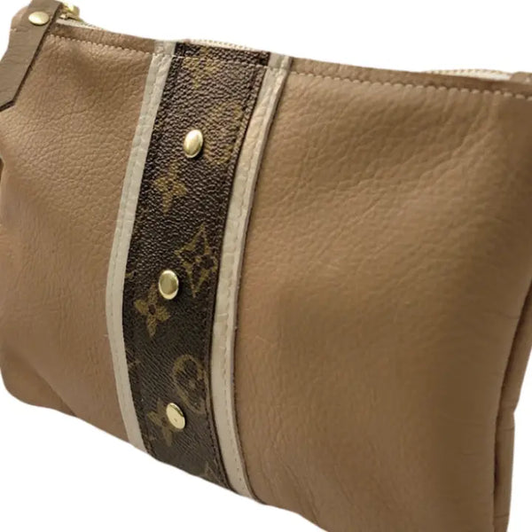Cathy Wristlet Upcycled Louis Vuitton in Mocha Mousse Leather