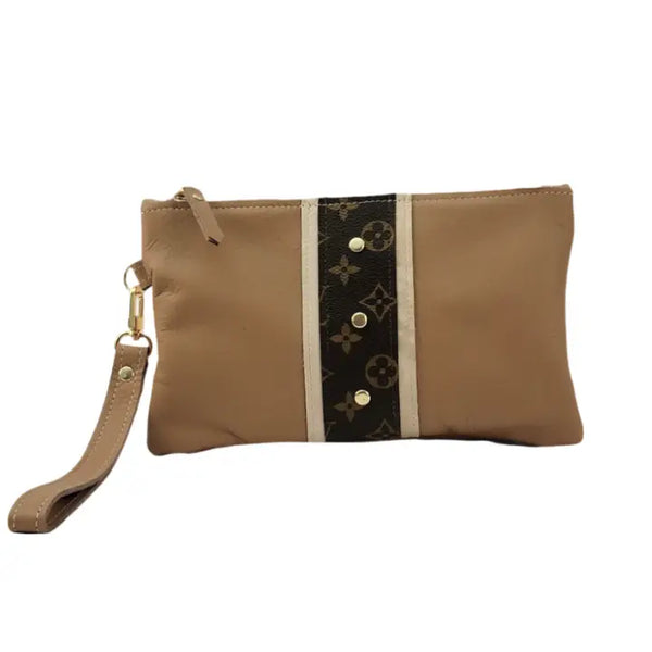 Cathy Wristlet Upcycled Louis Vuitton in Mocha Mousse Leather