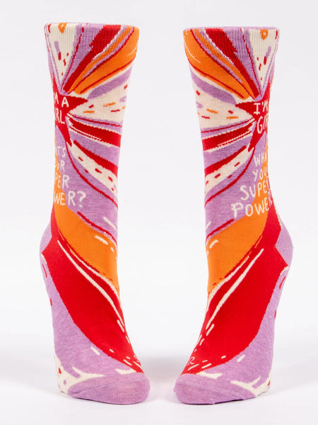 Crew Socks Women I'm A Girl, What's Your Superpower?