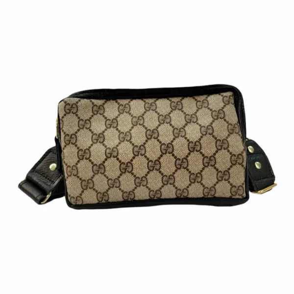 Bella Belt Bag Upcycled Gucci Full Front in Black Leather