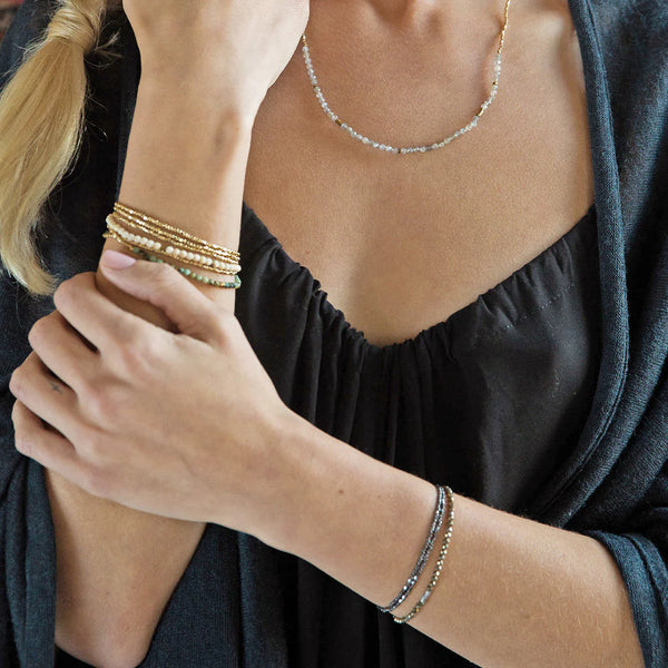 Delicate Stone Bracelet/Necklace Pink Opal - Stone of Renewal