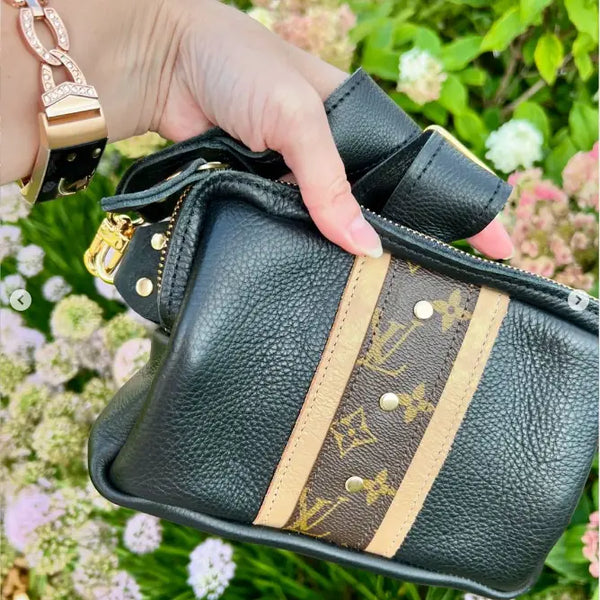 Bella Belt Bag Upcycled Louis Vuitton in Black Leather