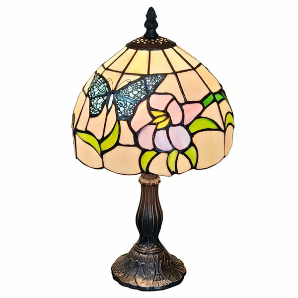 Tiffany Style Stained Glass Blue Butterfly Table Lamp 15"