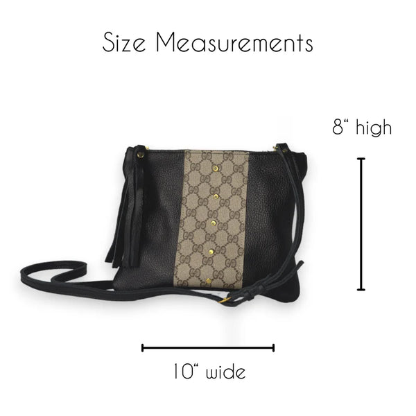 Upcycled GG Crossbody Bag in Black Leather Caroline 8x10