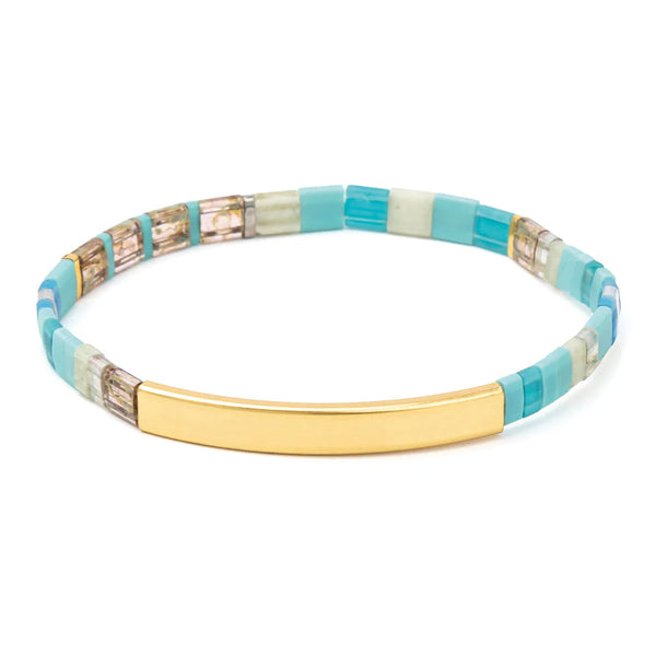 Good Karma Miyuki Bracelet Just Breathe - Tonal Turquoise/Gold
