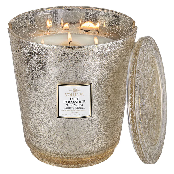 Gilt Pomander & Hinoki 5 Wick Hearth Candle 123oz
