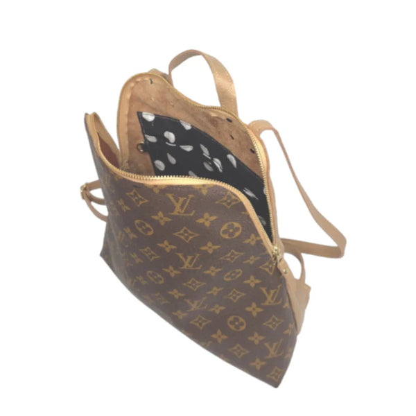 Upcycled Louis Vuitton Backpack in Bronze Leather Full Front 12x12x4