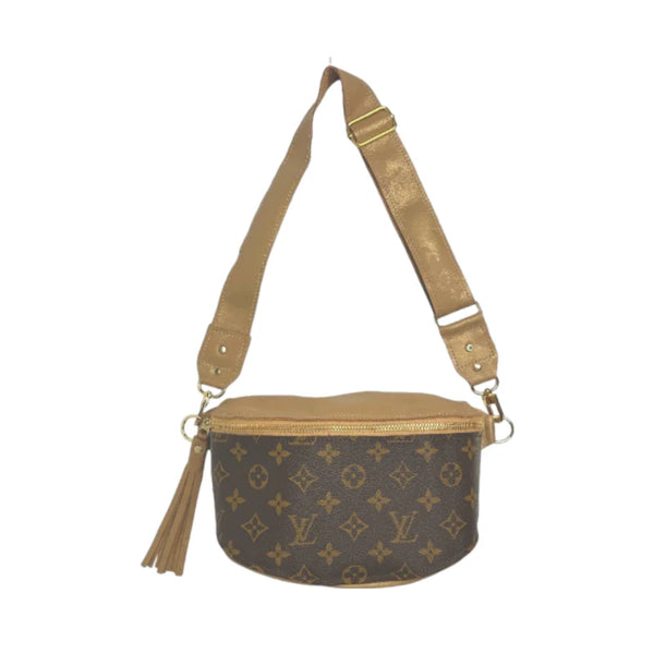 Britt Belt Bag Upcycled Louis Vuitton Full Front in Bronze Leather