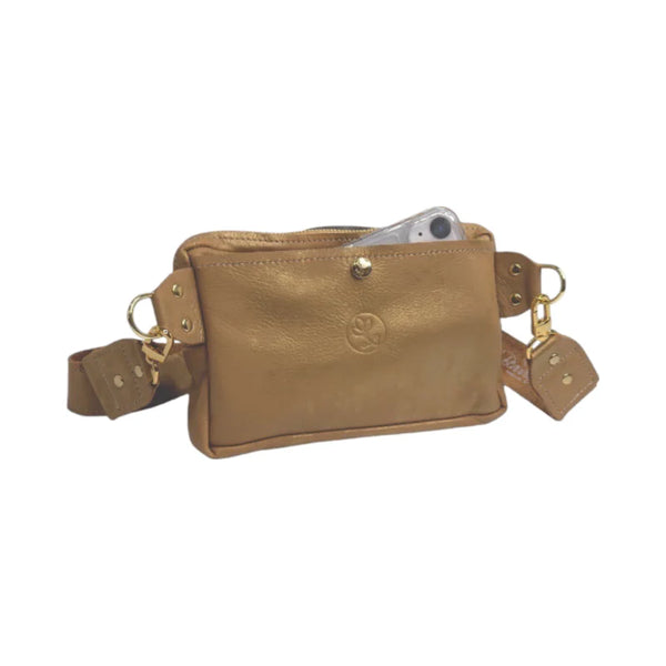 Bella Belt Bag Upcycled Louis Vuitton Full Front In Bronze Leather
