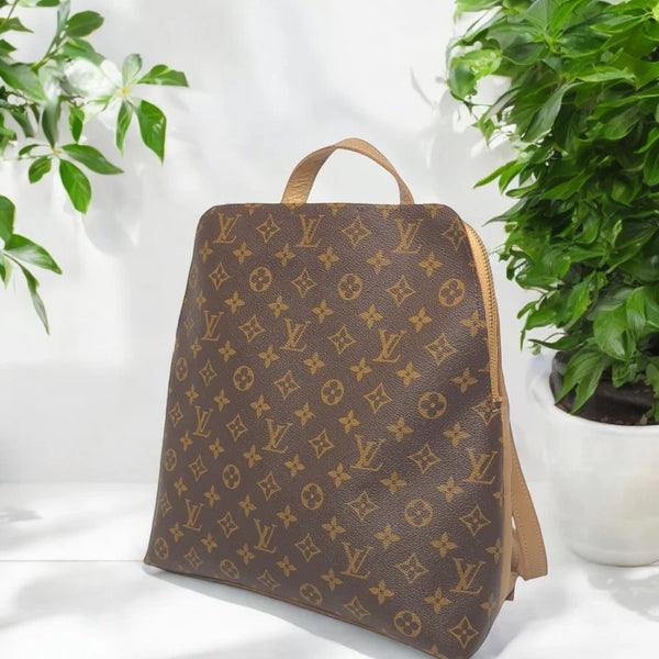 Upcycled Louis Vuitton Backpack in Bronze Leather Full Front 12x12x4