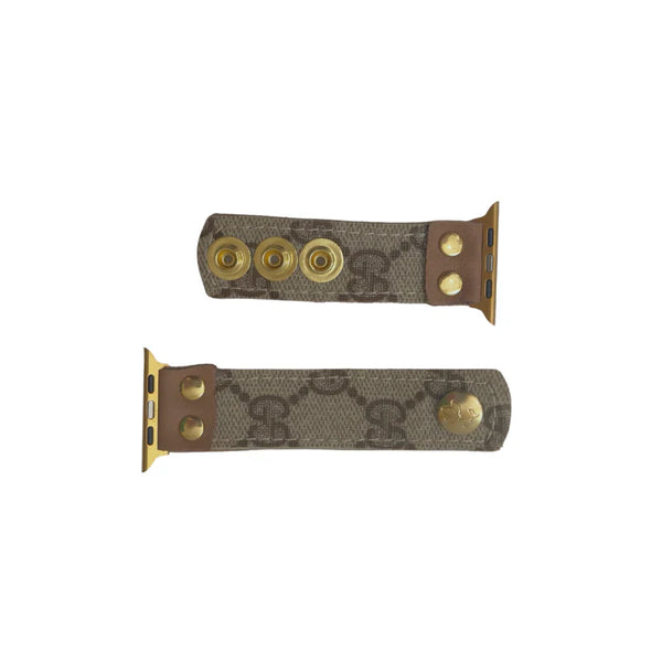 Upcycle Gucci Apple Watch Band In Leather Mocha Mousse 42/44/45