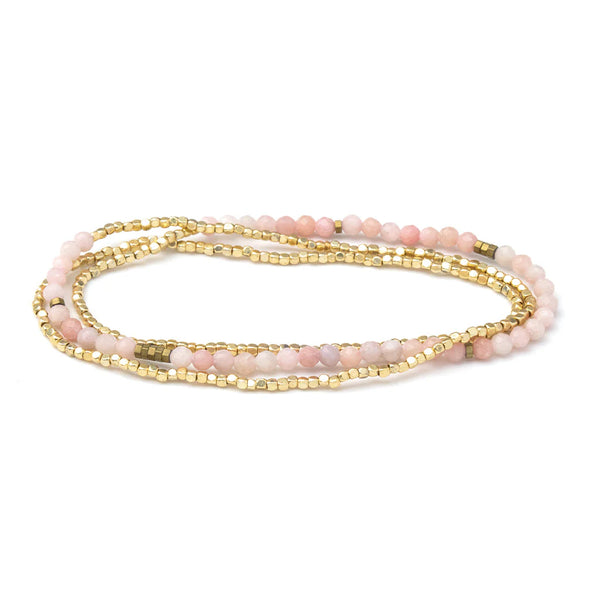 Delicate Stone Bracelet/Necklace Pink Opal - Stone of Renewal