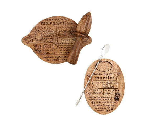 Cocktail Recipe Bar Board Set Martini