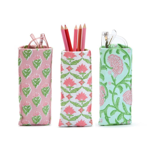 Floral Block Print Standing Weighted Eyeglass Holder