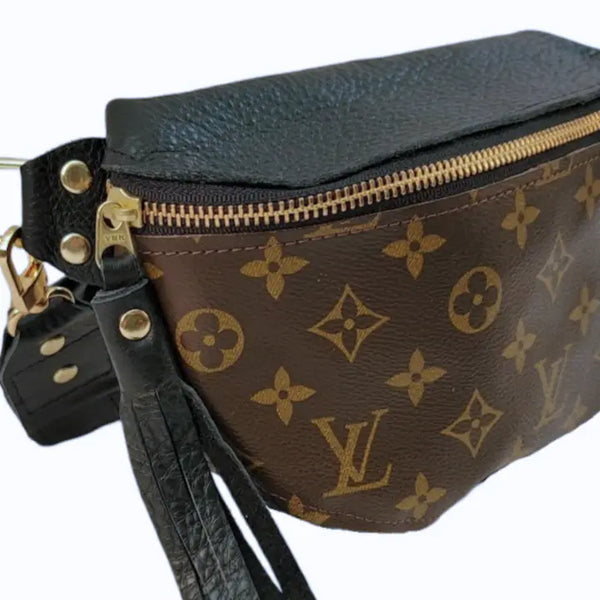 Britt Belt Bag Upcycled Louis Vuitton Full Front in Black Leather