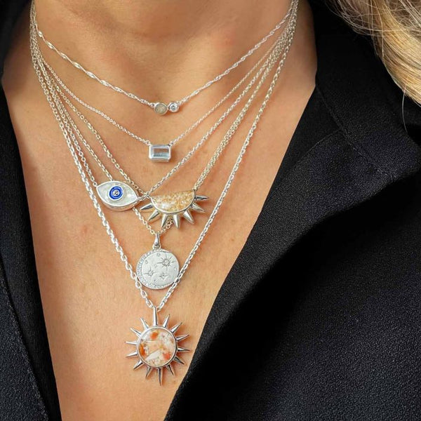 Aquamarine Baguette Cut 14k Vermeil Necklace by Camille Kostek