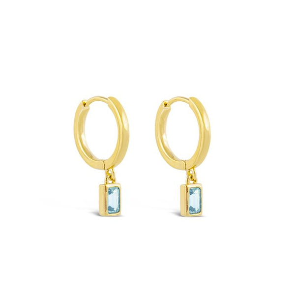 Aquamarine Baguette 14k Vermeil Hoop Earrings by Camille Kostek