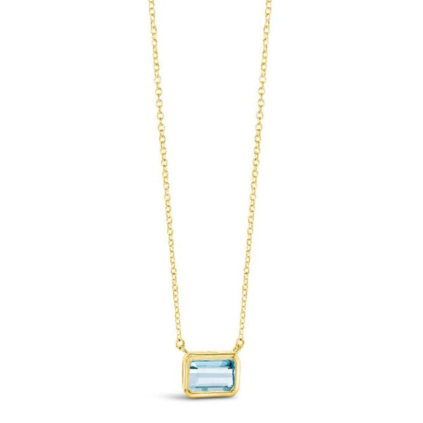Aquamarine Baguette Cut 14k Vermeil Necklace by Camille Kostek