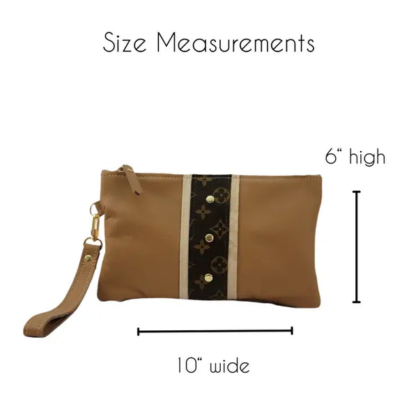 Cathy Wristlet Upcycled Louis Vuitton in Mocha Mousse Leather