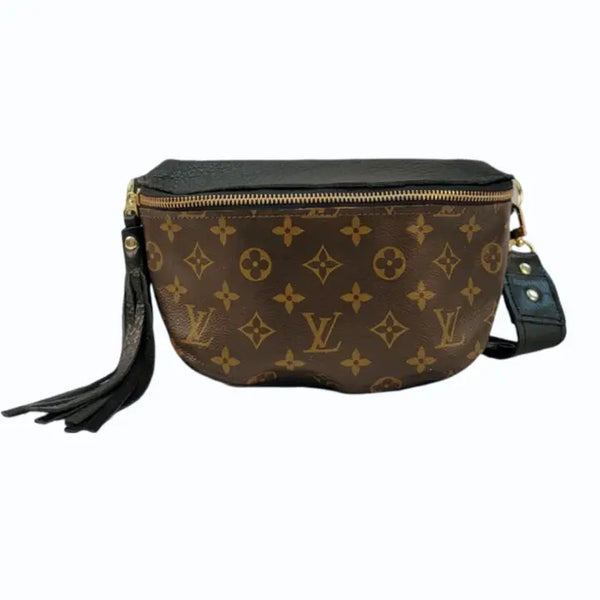 Britt Belt Bag Upcycled Louis Vuitton Full Front in Black Leather