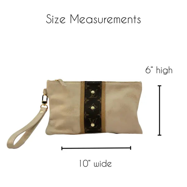 Cathy Wristlet Upcycled Louis Vuitton in Stone Leather