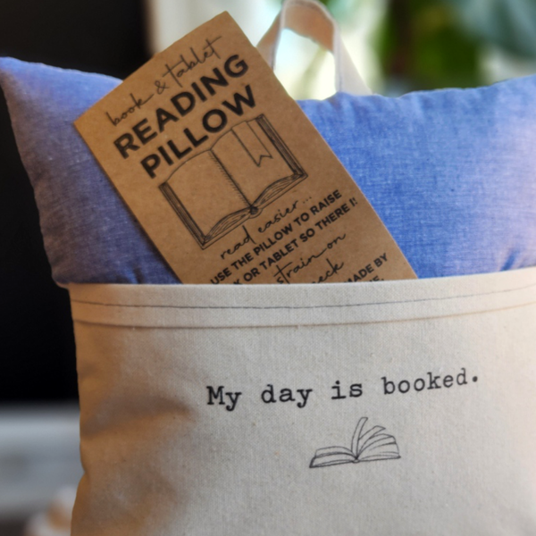 Reading Pillow My Day is Booked, Chambray