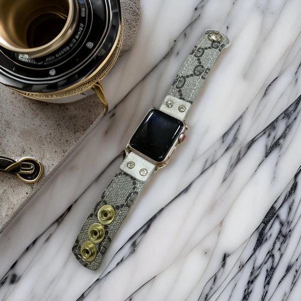 Upcycle Gucci Apple Watch Band In Leather Mocha Mousse 38/40/41