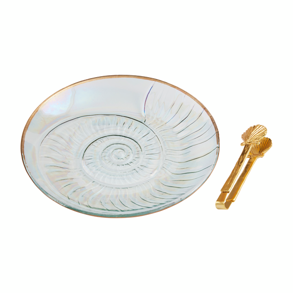 Nautilus Plate And Tong Set