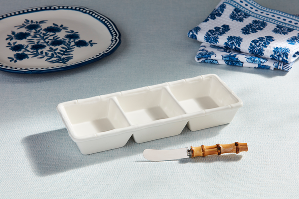 Ceramic Bamboo Triple Tidbit Set