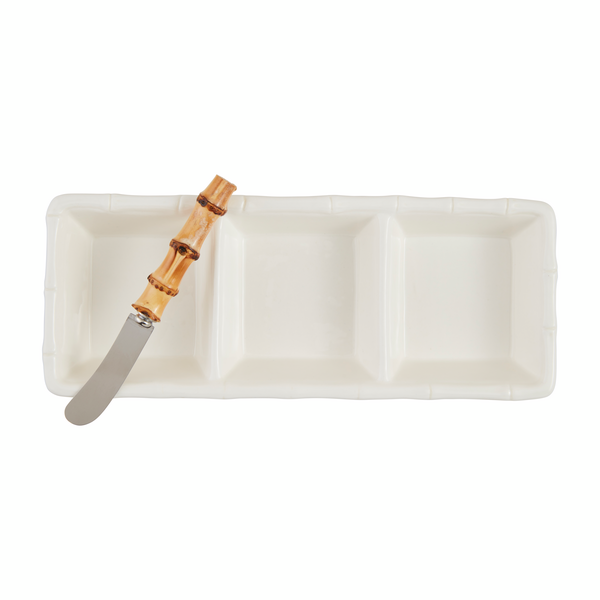 Ceramic Bamboo Triple Tidbit Set