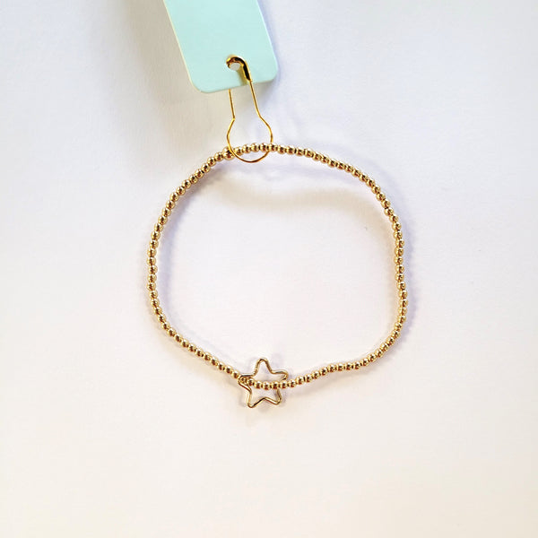 Classic Gold 2mm Bead Bracelet with Charm