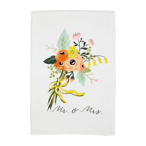 Mr. & Mrs. Bouquet Wedding Tea Towel