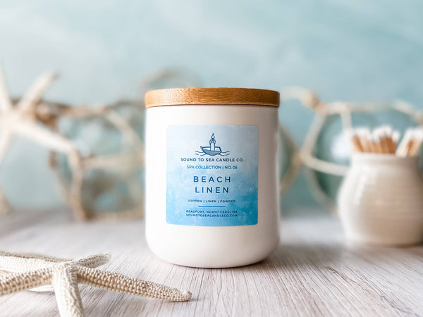 Beach Linen candle, beach-themed
