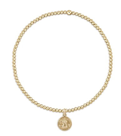 Classic Gold 2mm Bead Bracelet with Charm