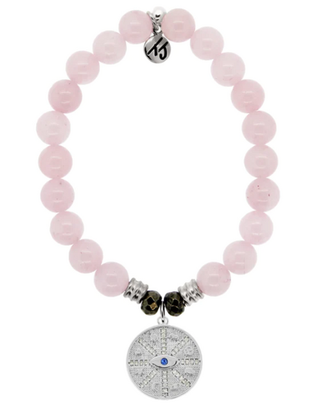 Stone Bracelet with Protection Sterling Silver Charm