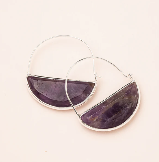 Stone Prism Hoop Earrings