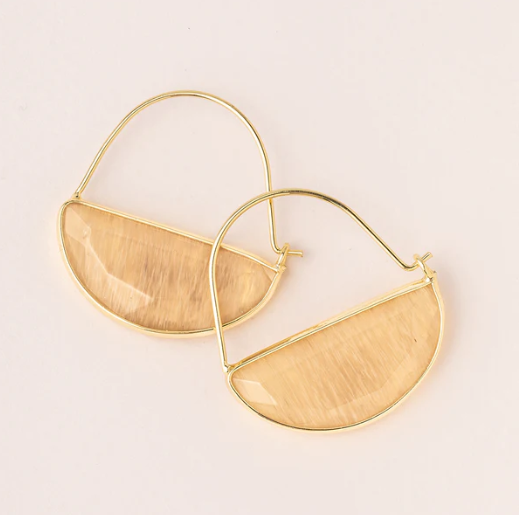 Stone Prism Hoop Earrings