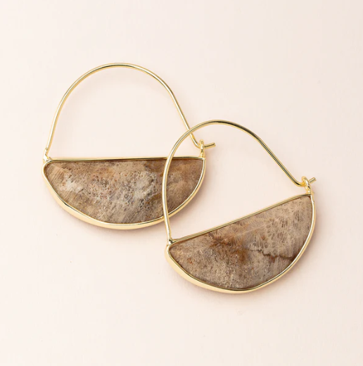 Stone Prism Hoop Earrings