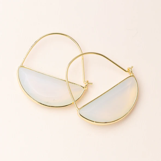 Stone Prism Hoop Earrings