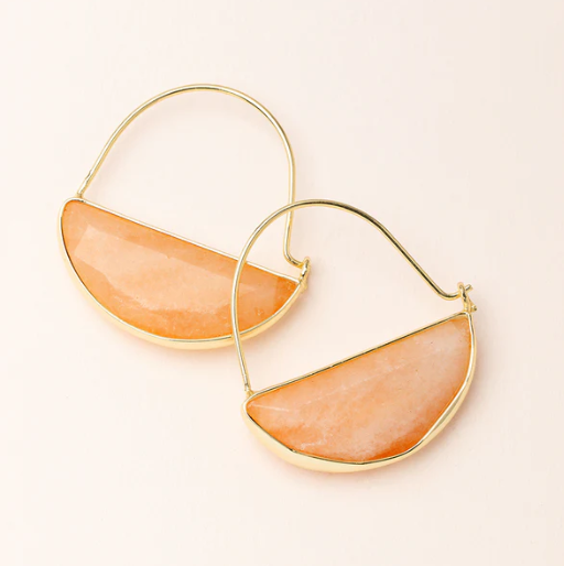 Stone Prism Hoop Earrings