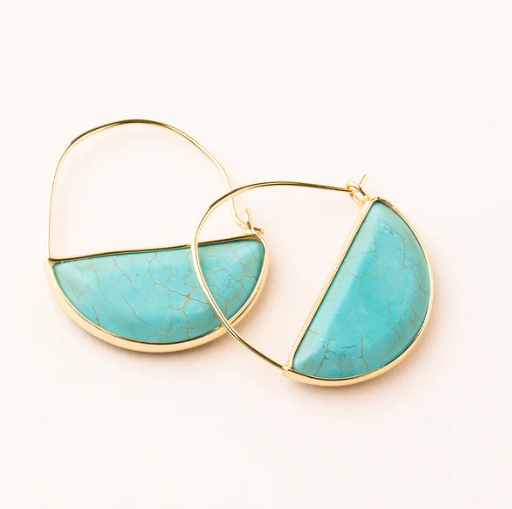 Stone Prism Hoop Earrings