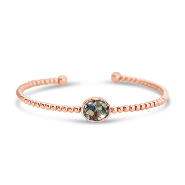 Beaded Cuff Bracelet Oval Rose Gold