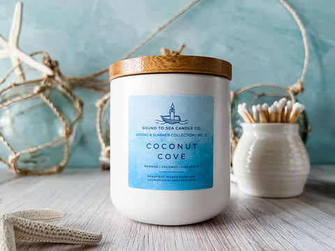 Coconut Cove candle, beach-themed