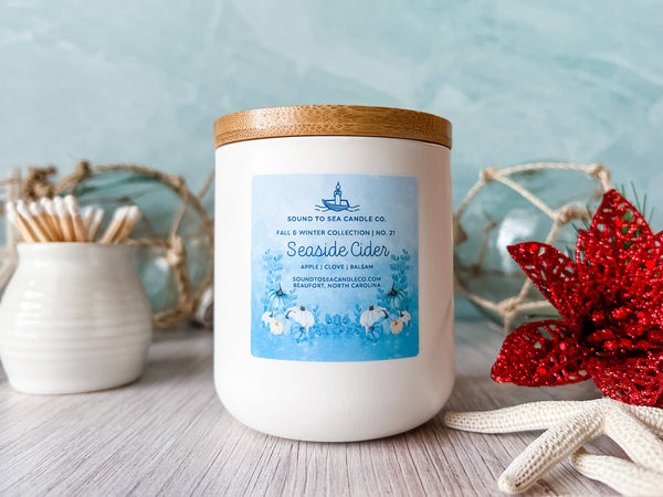 Seaside Cider candle, beach-themed